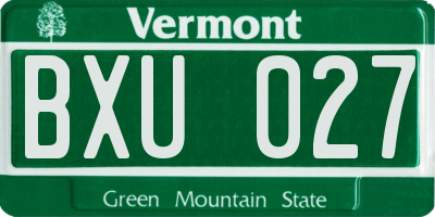 VT license plate BXU027