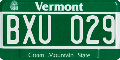 VT license plate BXU029