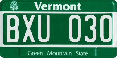 VT license plate BXU030
