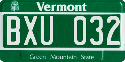 VT license plate BXU032