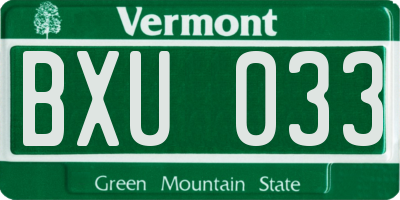 VT license plate BXU033