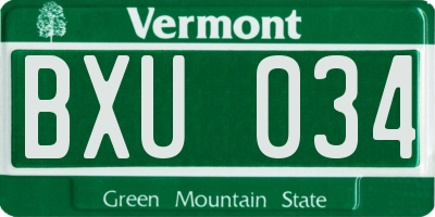 VT license plate BXU034