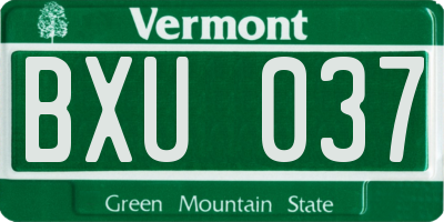 VT license plate BXU037