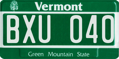 VT license plate BXU040