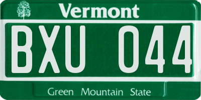 VT license plate BXU044