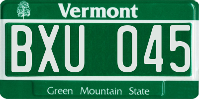 VT license plate BXU045