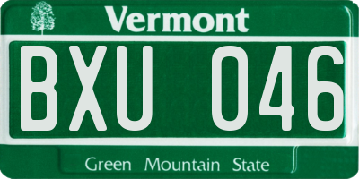 VT license plate BXU046