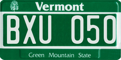 VT license plate BXU050