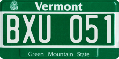 VT license plate BXU051