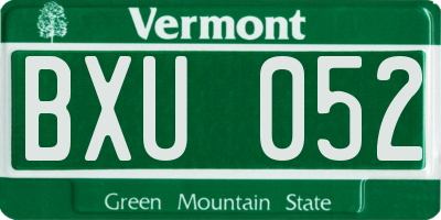 VT license plate BXU052