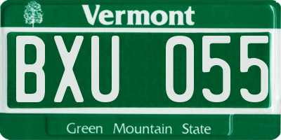 VT license plate BXU055