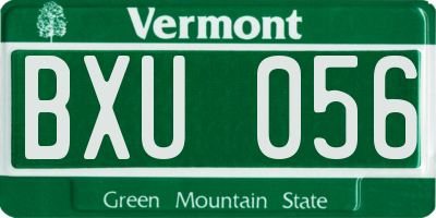 VT license plate BXU056
