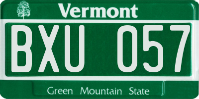 VT license plate BXU057