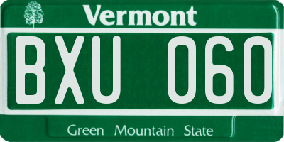 VT license plate BXU060