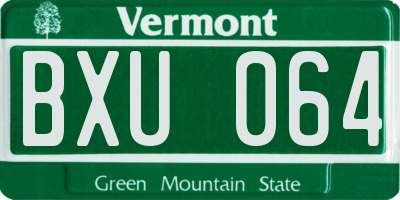 VT license plate BXU064