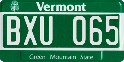VT license plate BXU065