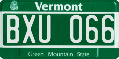 VT license plate BXU066
