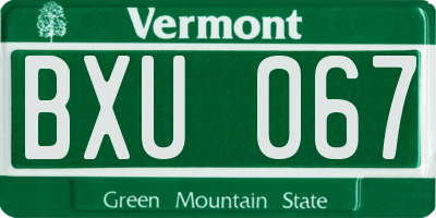 VT license plate BXU067