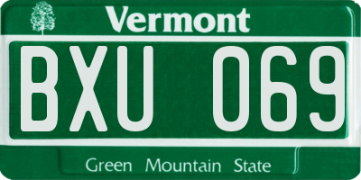 VT license plate BXU069
