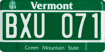 VT license plate BXU071
