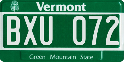 VT license plate BXU072