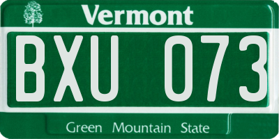 VT license plate BXU073