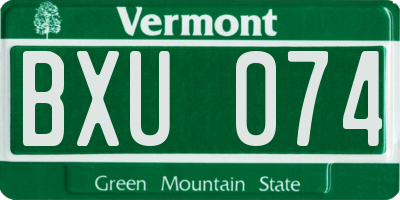 VT license plate BXU074