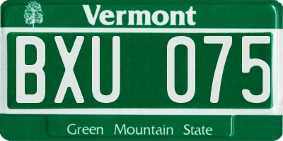 VT license plate BXU075