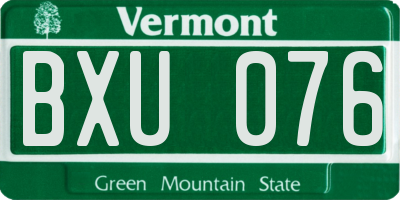 VT license plate BXU076