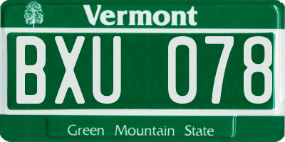 VT license plate BXU078