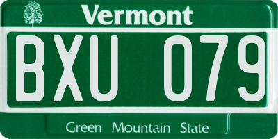VT license plate BXU079
