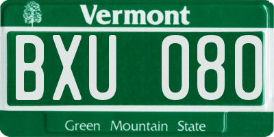 VT license plate BXU080