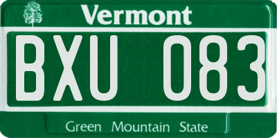 VT license plate BXU083