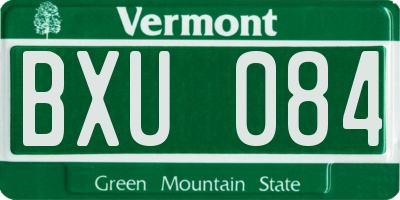 VT license plate BXU084