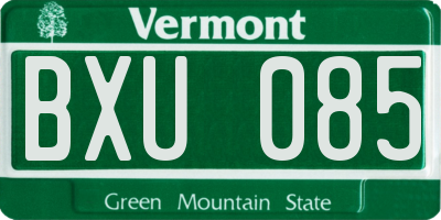 VT license plate BXU085