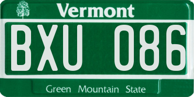 VT license plate BXU086