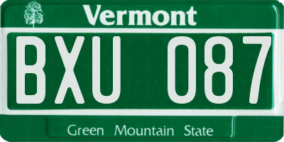 VT license plate BXU087