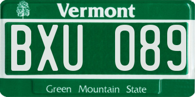 VT license plate BXU089