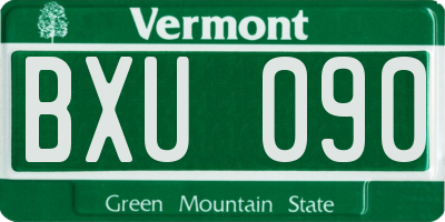 VT license plate BXU090