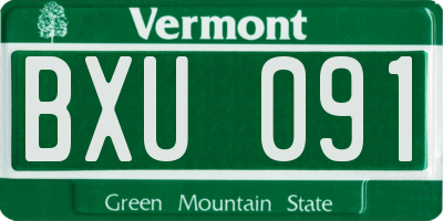 VT license plate BXU091