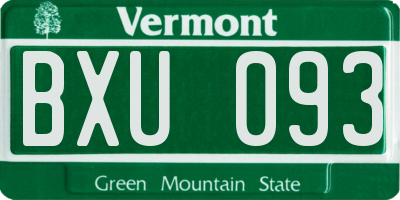VT license plate BXU093