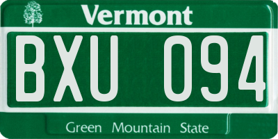 VT license plate BXU094