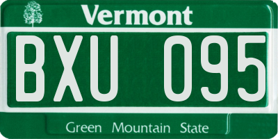 VT license plate BXU095
