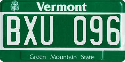 VT license plate BXU096