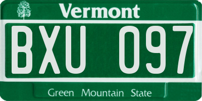 VT license plate BXU097