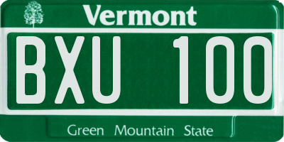 VT license plate BXU100
