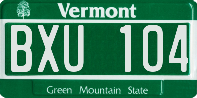 VT license plate BXU104