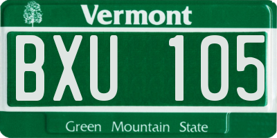 VT license plate BXU105