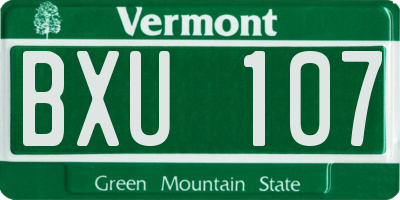 VT license plate BXU107