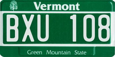 VT license plate BXU108
